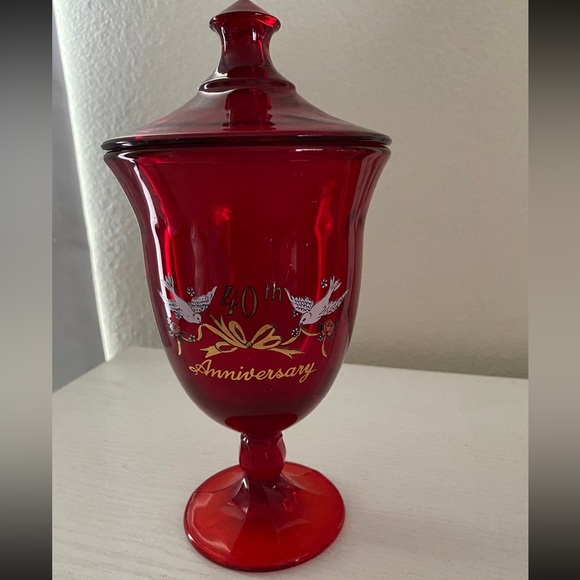 viking Accents Vintage Viking Glass Ruby Red Footed Candy